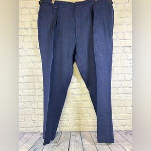 Ralph Lauren Purple Label Blue Linen Adjust Waist Pleated Classic Dress Pants 40